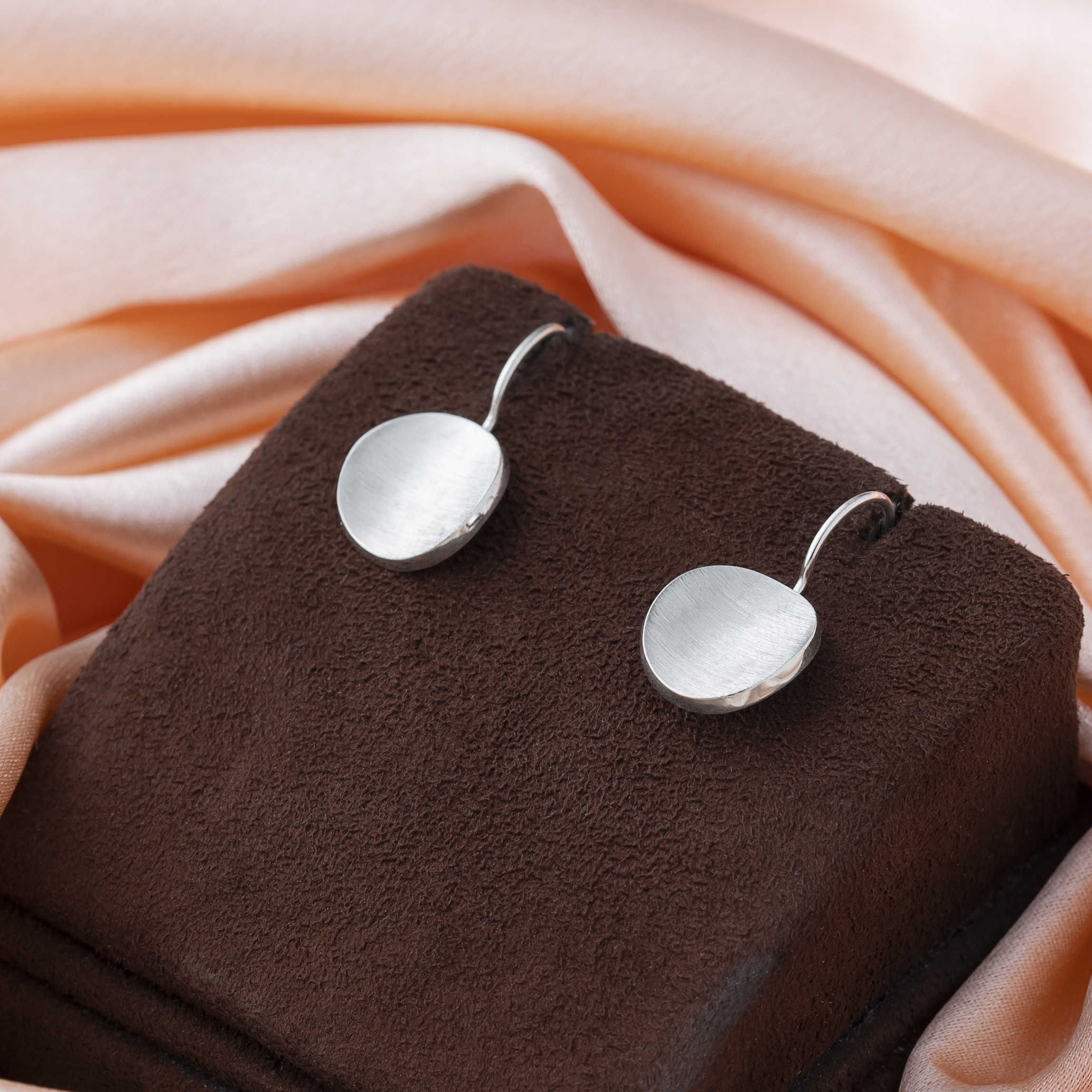 Satin Curved Round Drop Earrings