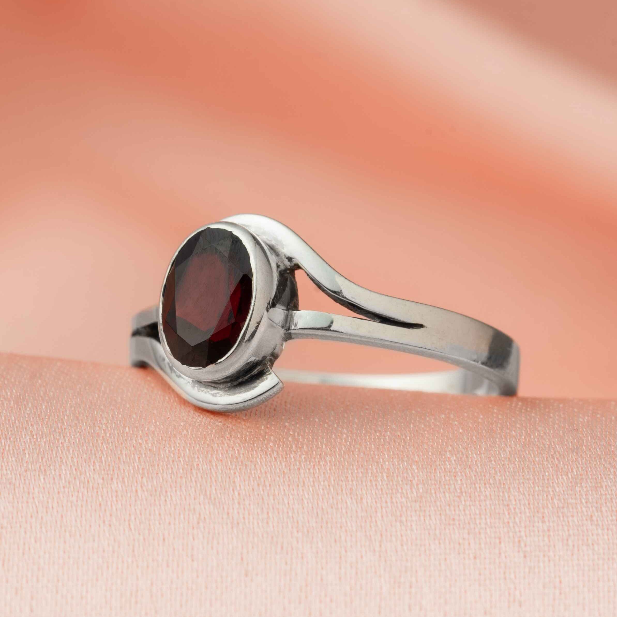 Oval Red Garnet Bypass Ring